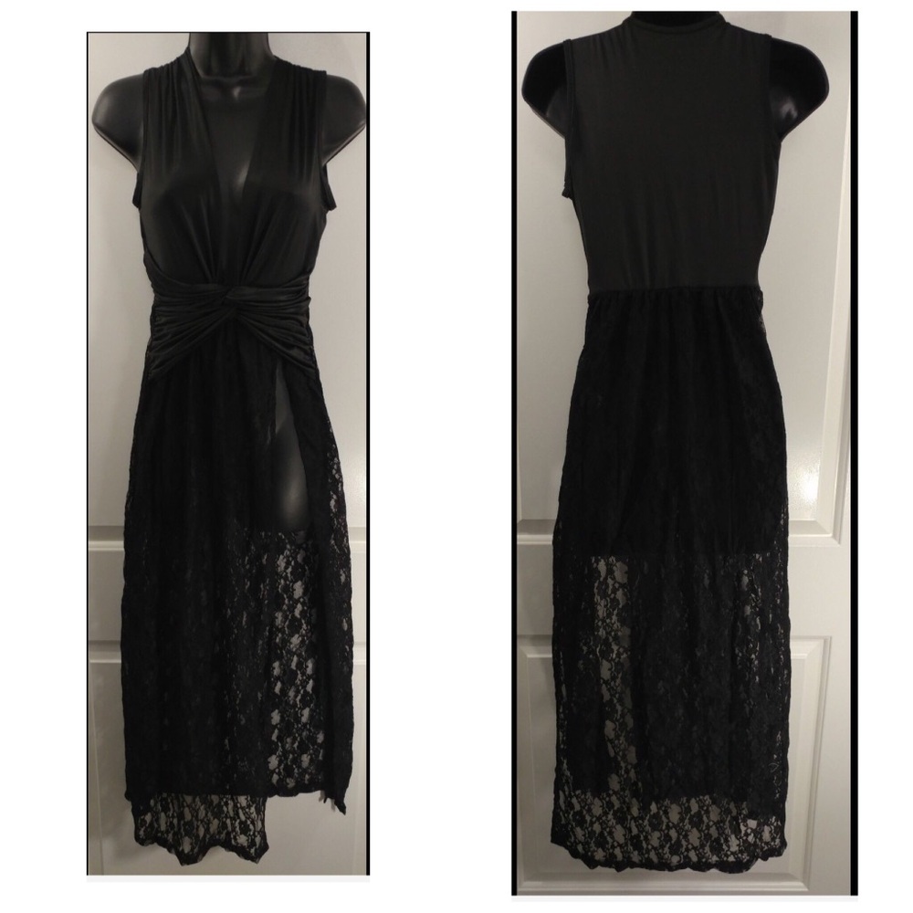 Black lace swimsuit cover up medium
